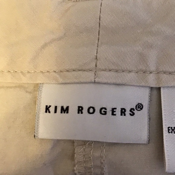Kim Rogers Size 16 Stretch Cargo Capri Pants Drawstring Hemline Tan Casual Khaki - Picture 7 of 9